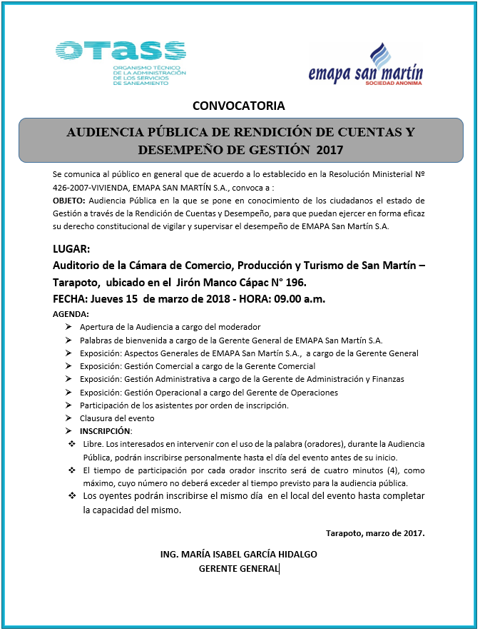 Convocatoria Aundiencia Publica 2017